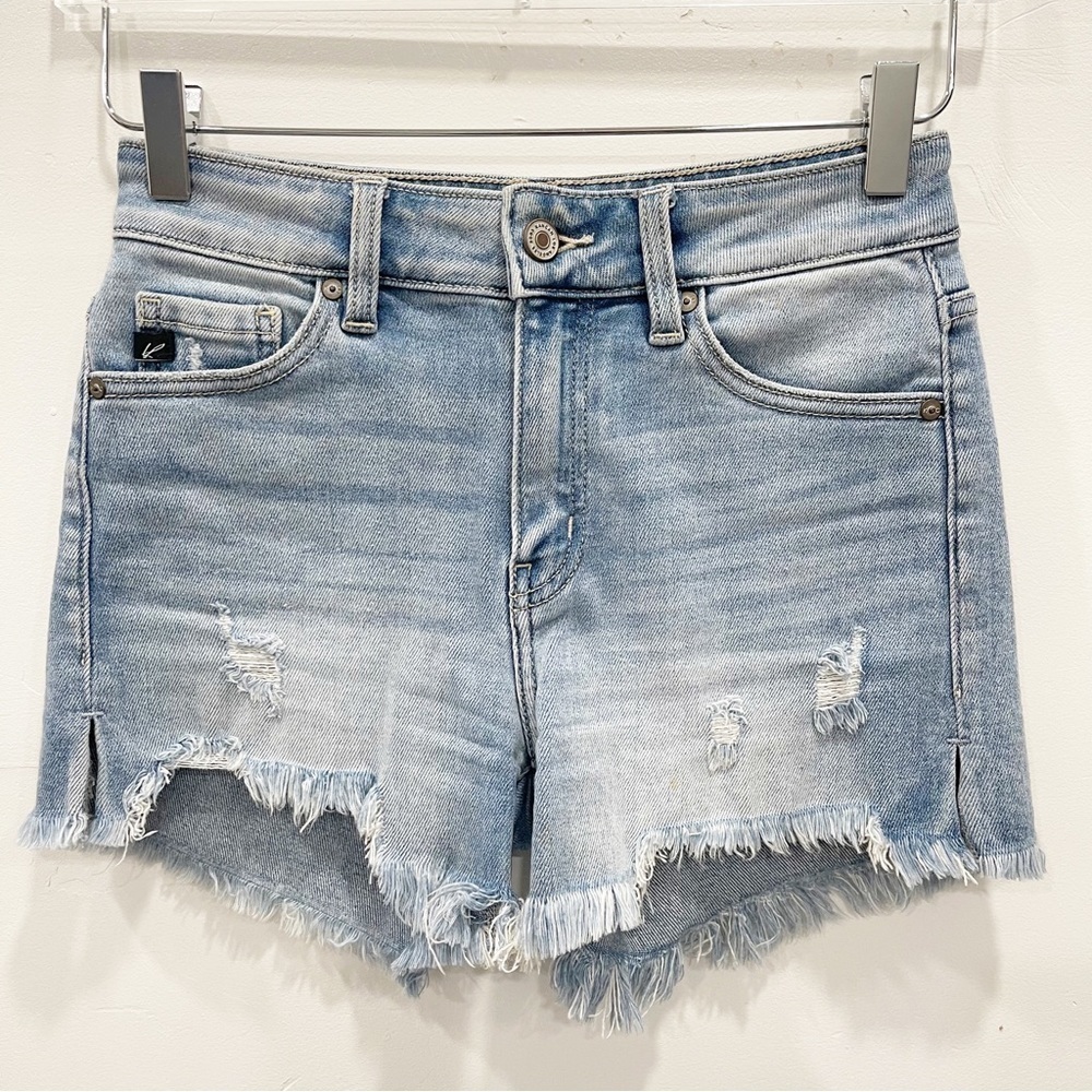 Kancan Canyon High Rise Denim Raw Hem Shorts Women’s XS